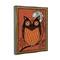 Stupell Industries Round Owl Autumn Botanical Border Framed Floater Canvas Wall Art